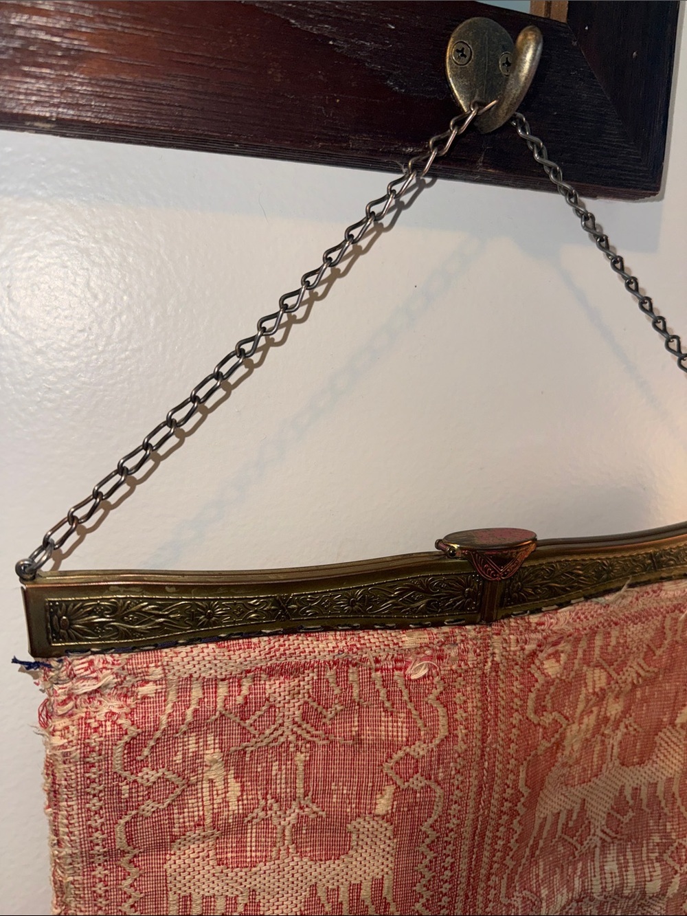 Antique Victorian/Edwardian Woven Tapestry Coin Purse Ornate Brass Frame - Picture 3 of 11